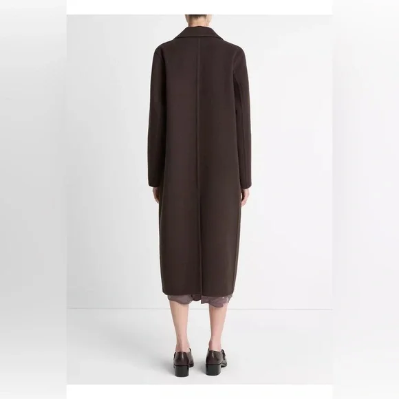 new Vince Wool-Blend Double-Breasted Long Coat deep espresso - Picture 3 of 10